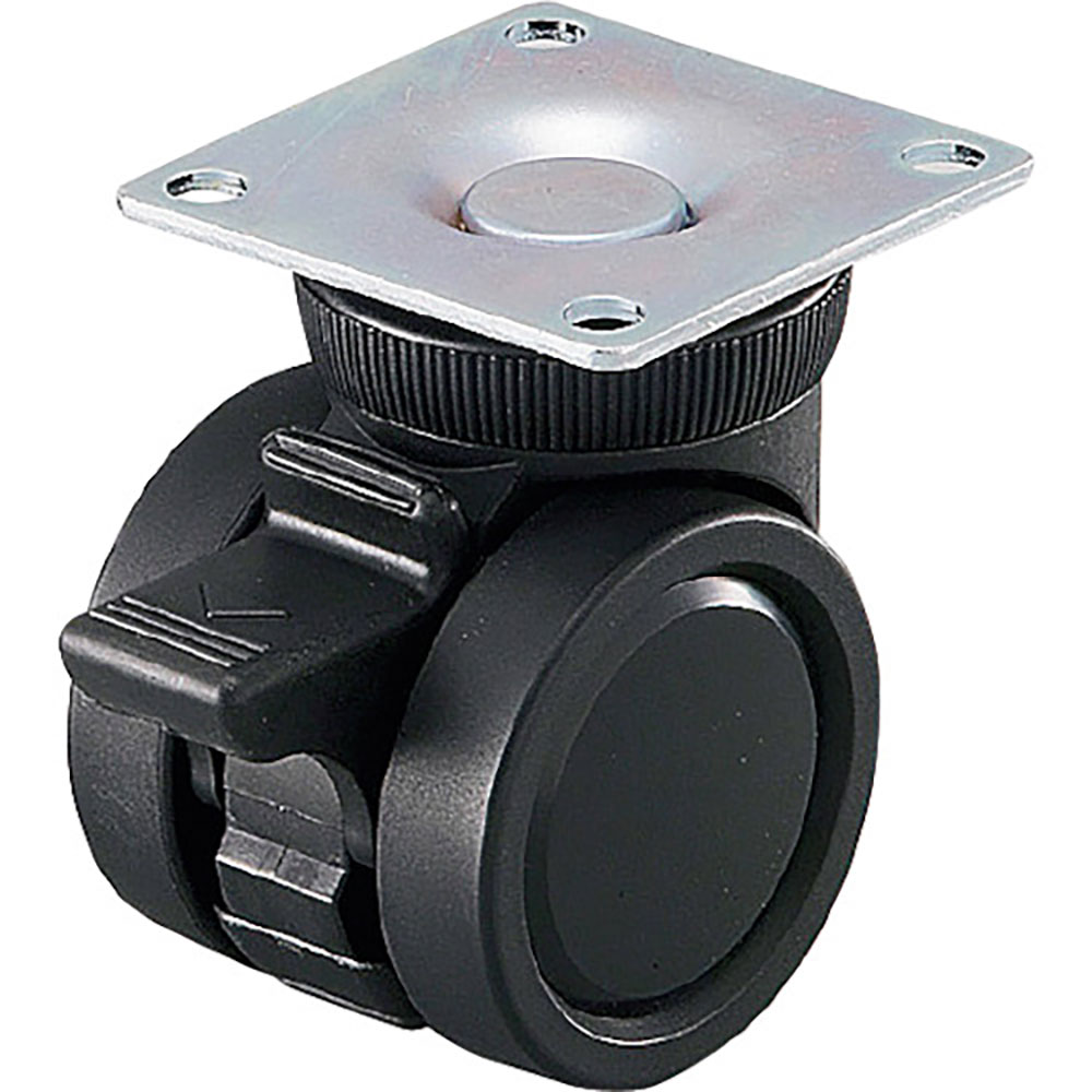 プラパート　リフトロックキャスター　ナイロン車　φ５０　プレート　黒　ストッパー付　高さ調整可　Ｋ＿