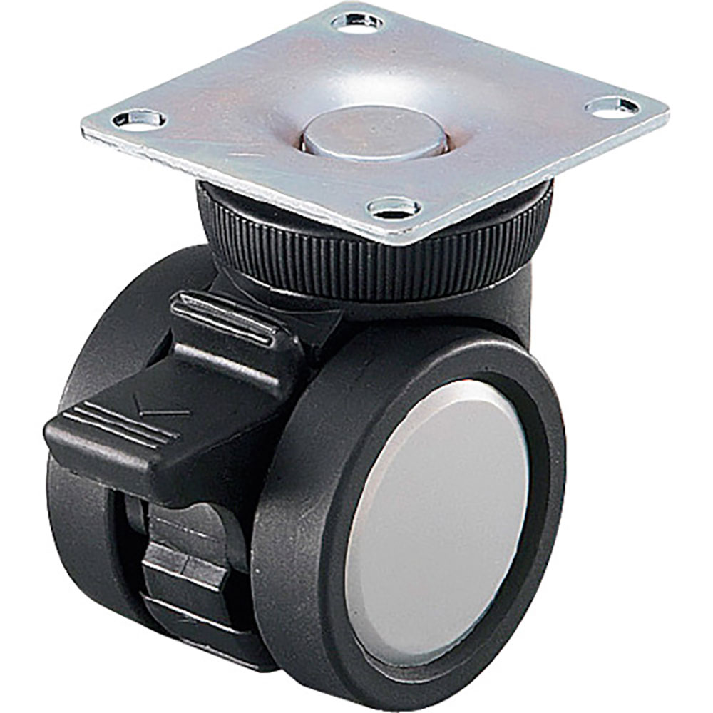 プラパート　リフトロックキャスター　ナイロン車　φ５０　プレート　シルバー　ストッパー付　高さ調整＿