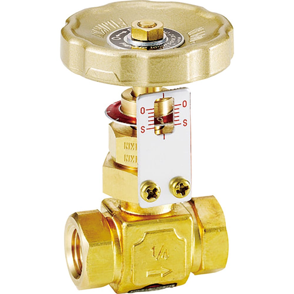 Ｆｕｊｉｋｉｎ　黄銅製ニードルバルブ１／４Ｂ　開度指示器付き　ＤＨ－１２ＧＢ－Ｒ＿