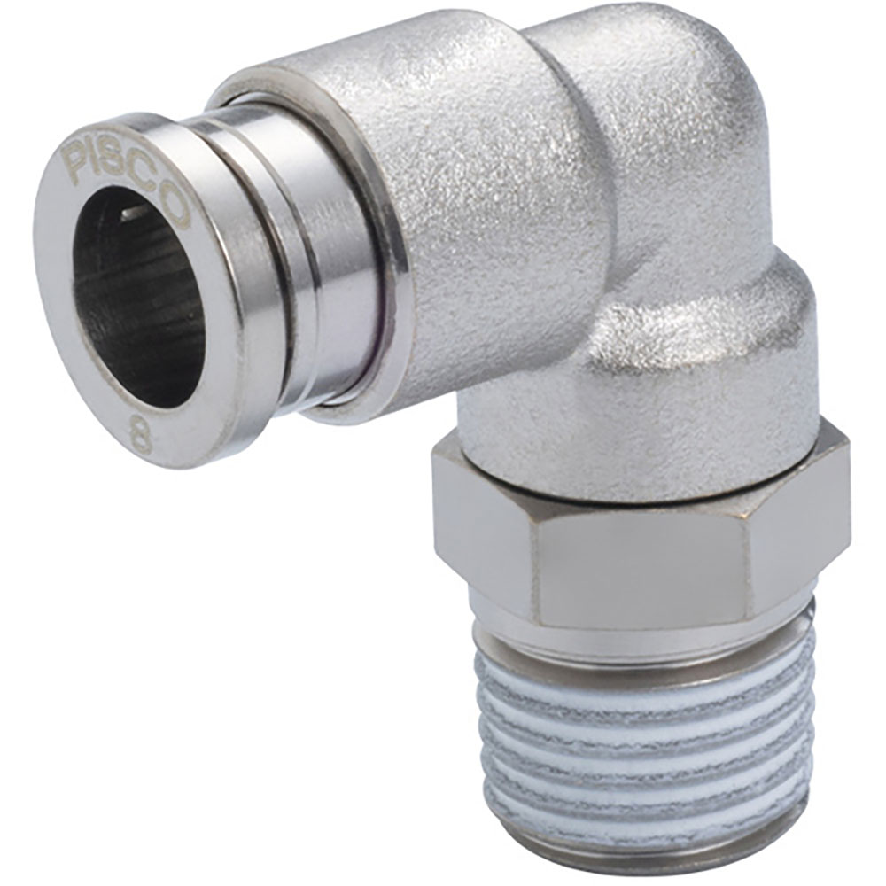 ＰＩＳＣＯ　チューブフィッティング　ブラスエルボ　チューブ４　ネジＲ１／４　ゴムＨＮＢＲ　カバー無＿