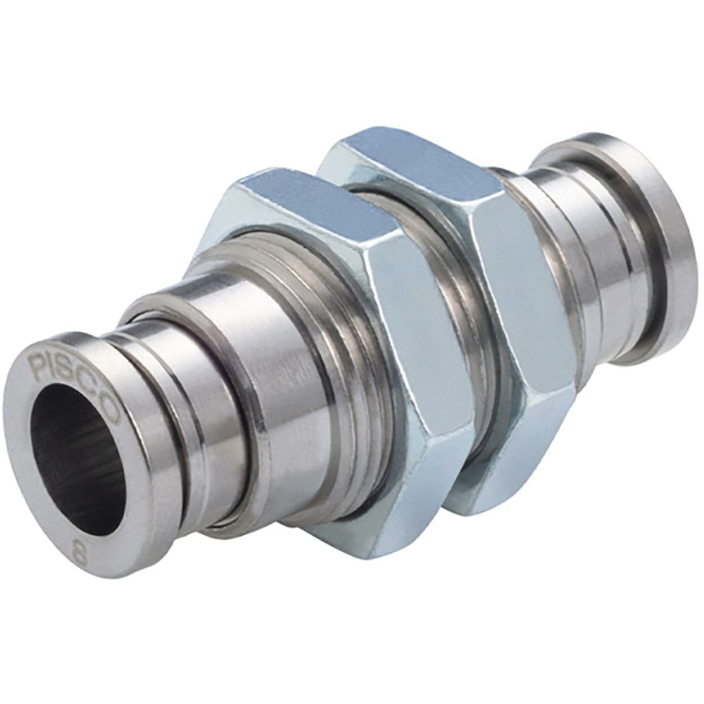 ＰＩＳＣＯ　チューブフィッティングブラス　隔壁ユニオン　カバー無し　ＫＭ８－１＿