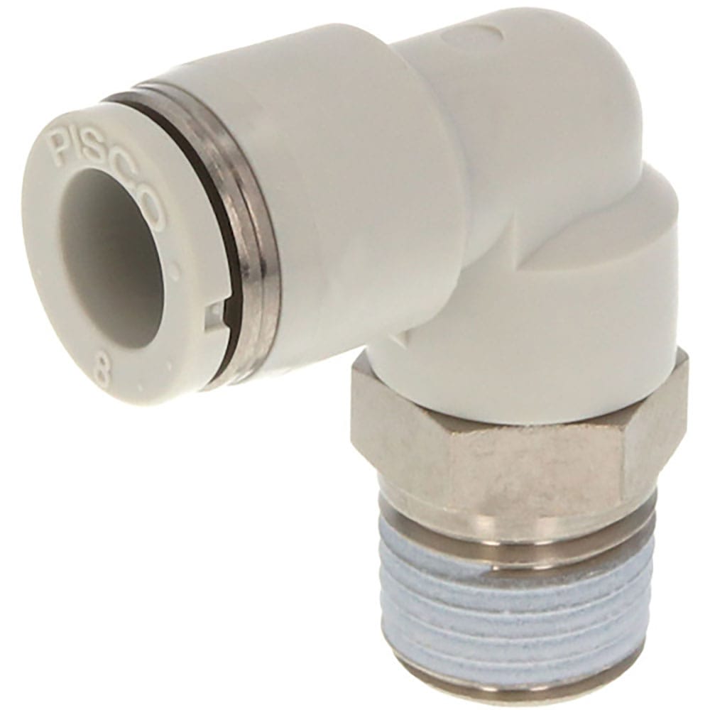 ＰＩＳＣＯ　チューブフィッティング　エルボ　チューブ外径：６ｍｍ　ネジサイズ：Ｒ１／４　ライトグレ＿