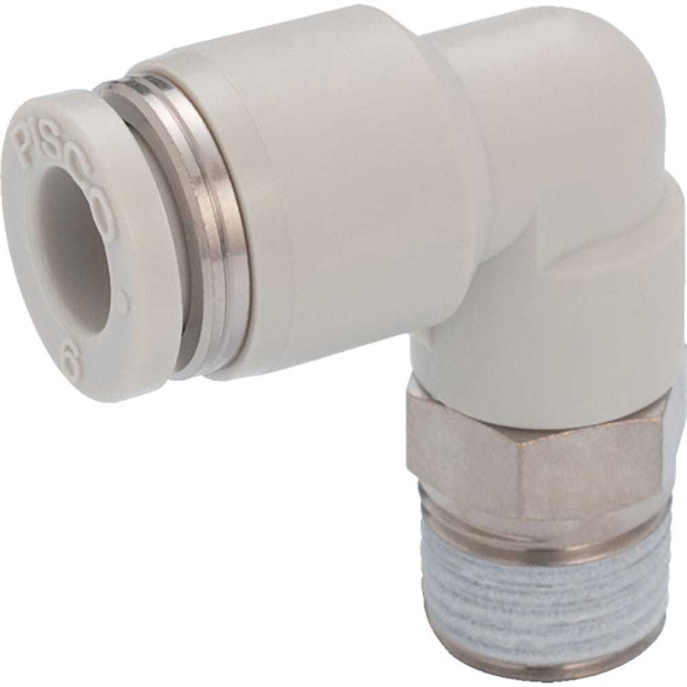 ＰＩＳＣＯ　チューブフィッティング　エルボ　適合外径８ｍｍ　接続口径Ｒ１／８　ライトグレー　ＰＬ８＿