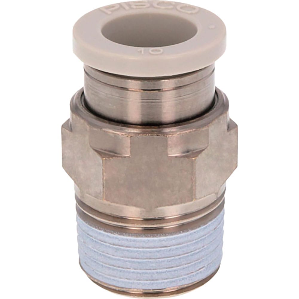 ＰＩＳＣＯ　チューブフィッティング　ストレート　適合外径１０ｍｍ　接続口径Ｒ３／８　ライトグレー　＿