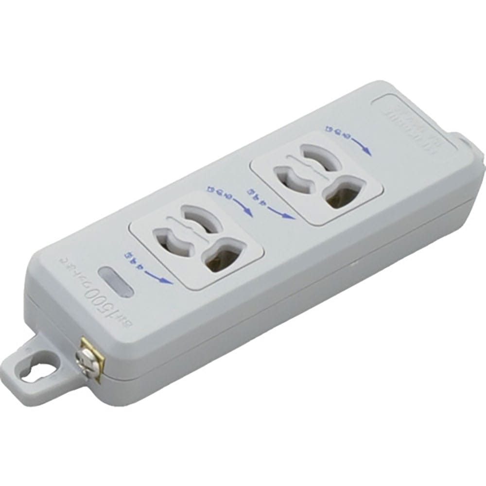 明工　横形ＯＡ用抜け止め接地タップ２コ口　ランプ、マグネット付　コードなし　ＭＲ７９０２－Ｎ＿