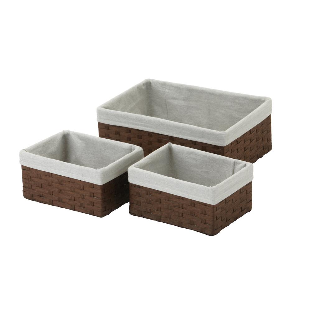 アテーナライフ　ペーパーバスケット３点セット　ハーフ　ブラウン