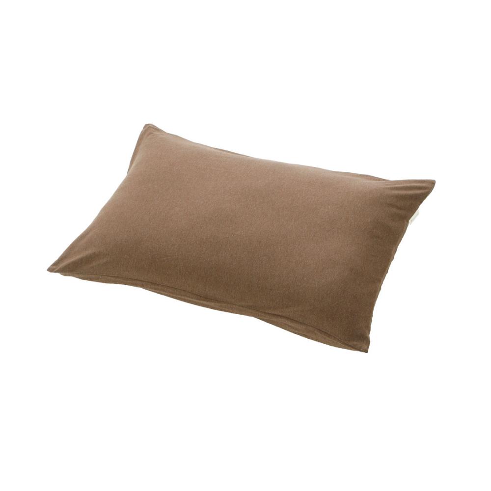 アテーナライフ　ガバっと開いてのびのびフィット　綿ニット枕カバー　標準　ブラウン