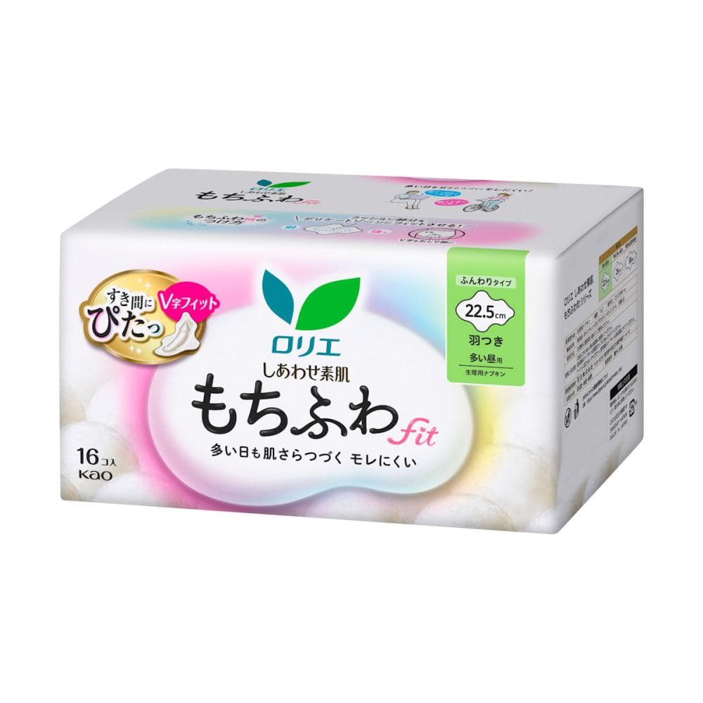 花王　ロリエ　しあわせ素肌　もちふわｆｉｔ　２２．５ｃｍ　羽つき　１６個入り