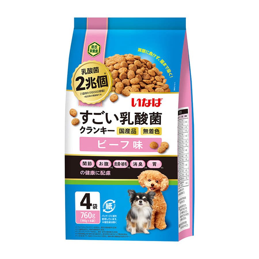 いなば　すごい乳酸菌クランキー　ビーフ味　１９０ｇ×４袋