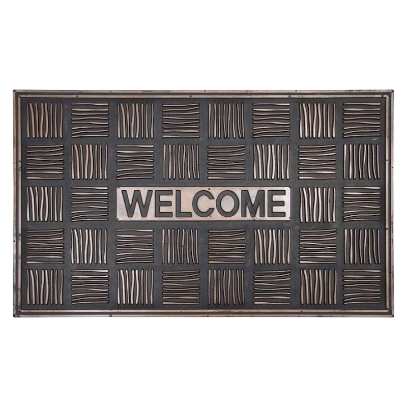 不二貿易　玄関用ラバーマット　ウェルカム　チェック