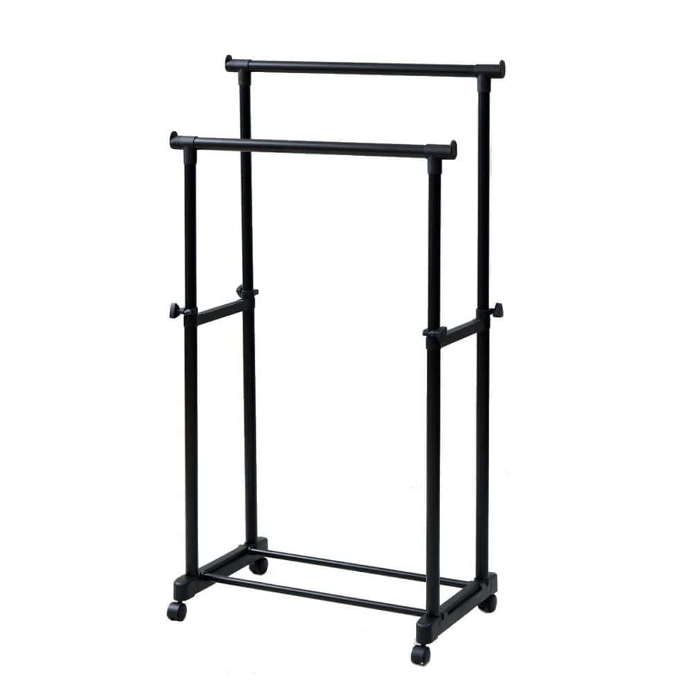 山善　伸縮パイプハンガー　ダブル　幅７５×高さ８９～１５２×奥行４３ｃｍ　ＭＫＳ－Ｗ