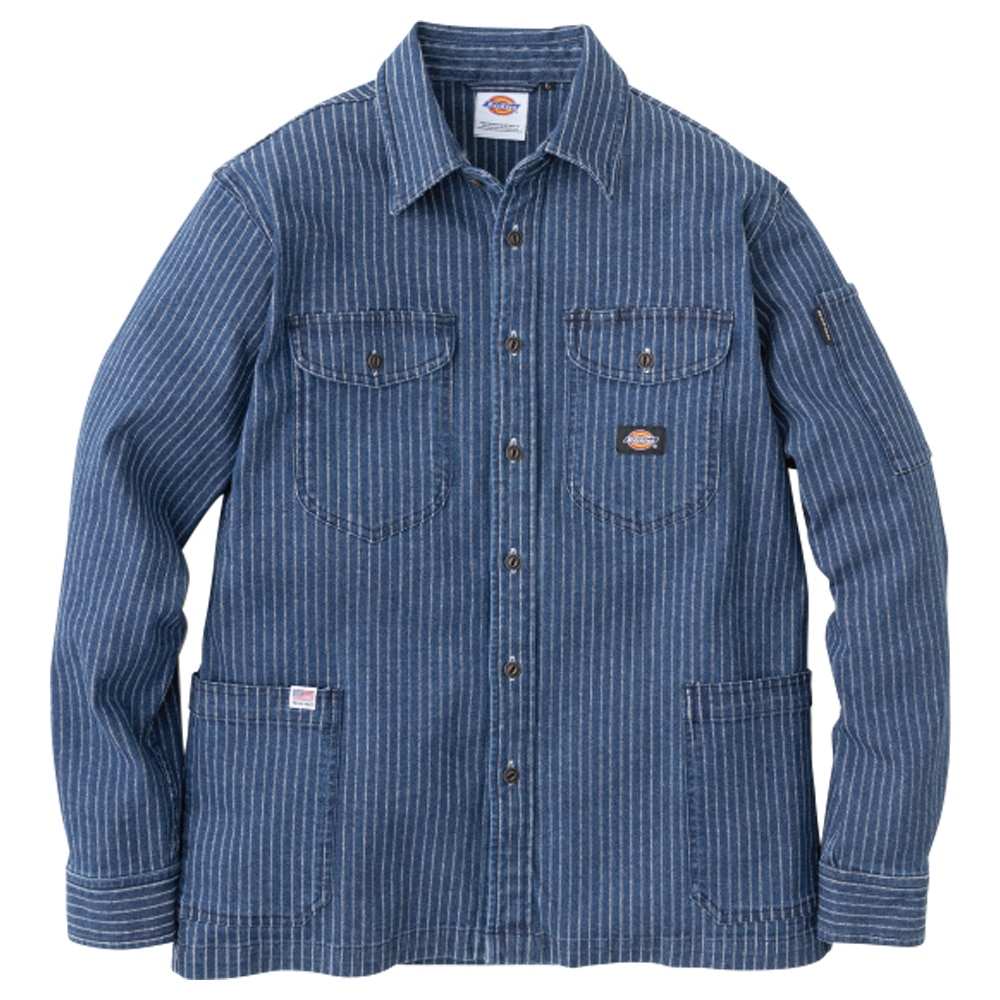 ディッキーズ　ストレッチウォバッシュ　シャツジャケット　ライトインディゴ　３ＸＬ　Ｄ－６９８