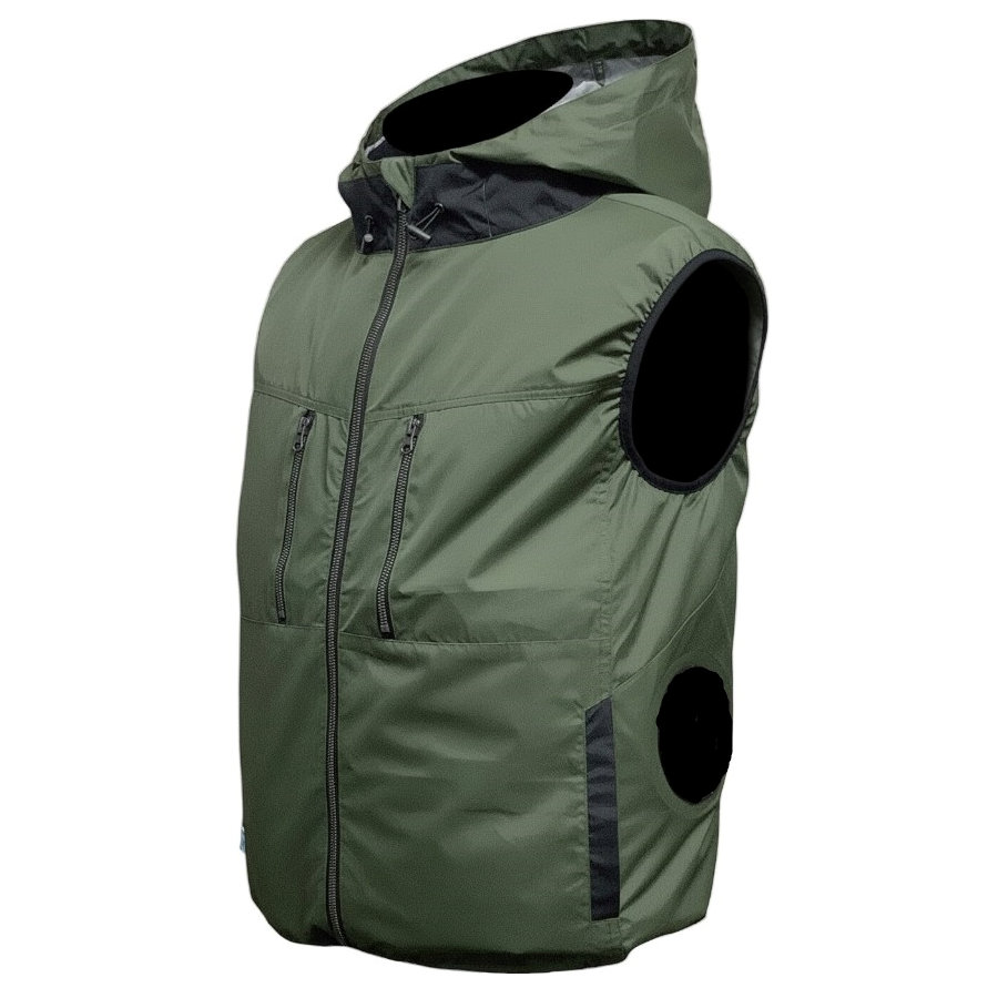 【先行予約】　ｖａｌｂｏｒｄｅｒ（ヴァルボーダー）　ファンが取り付けられるウェア　遮熱フードベスト　カーキ　Ｌ　【申込期限：３月３１日】