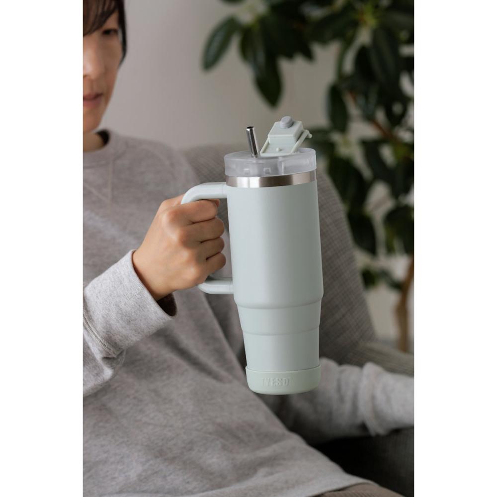 アテーナライフ　ハンドル付きストロータンブラー　９００ｍＬ　グリーン