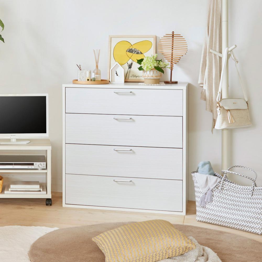 白井産業　チェスト　フルニコ　ホワイト　幅７８．２×高さ８０×奥行３９．５ｃｍ　ＦＵＬ－８０８０Ｈ　ＷＨ