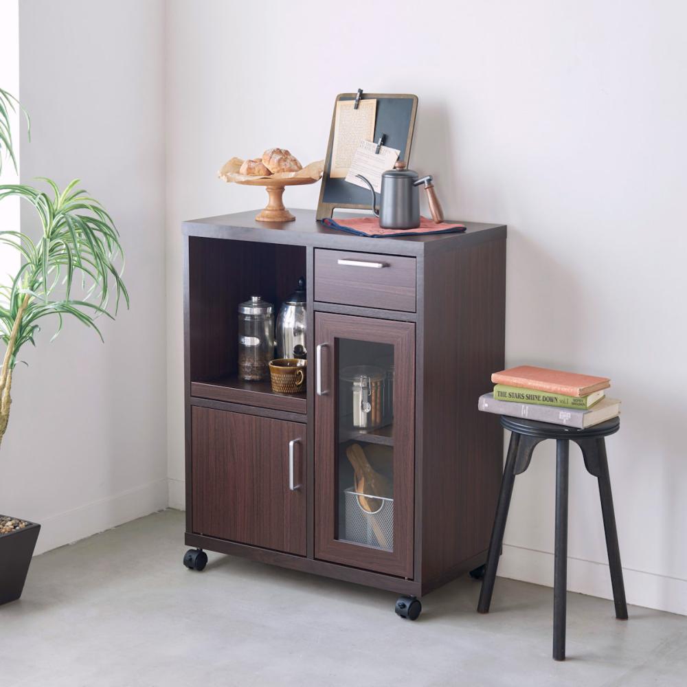 白井産業　家電収納　フルニコ　ダークブラウン　幅６３．１×高さ８０×奥行３５．６ｃｍ　ＦＵＬ－８０６５ＳＬ　ＤＫ