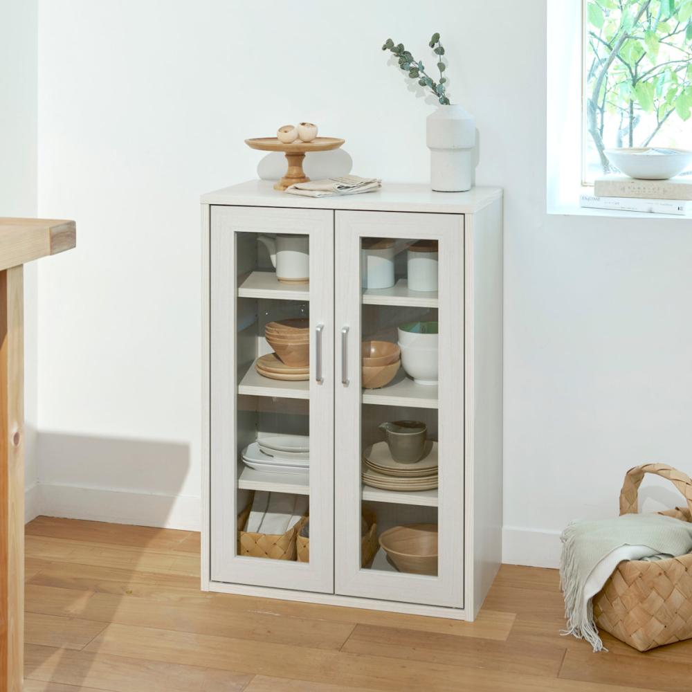 白井産業　キャビネット　フルニコ　ホワイト　幅５６．６×高さ８０×奥行２９．５ｃｍ　ＦＵＬ－８０５５Ｇ　ＷＨ