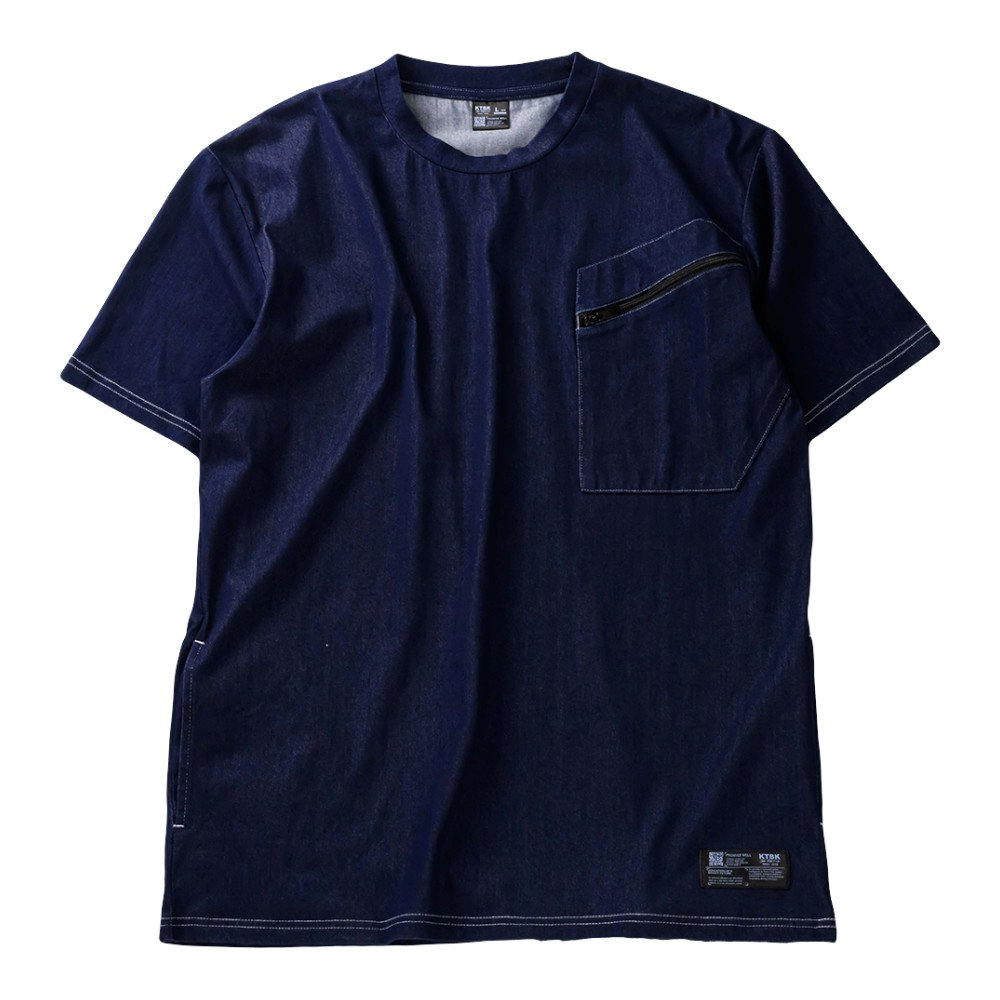 コトブキニット　接触冷感　デニム半袖Ｔシャツ　インディゴ　Ｌ　５００４