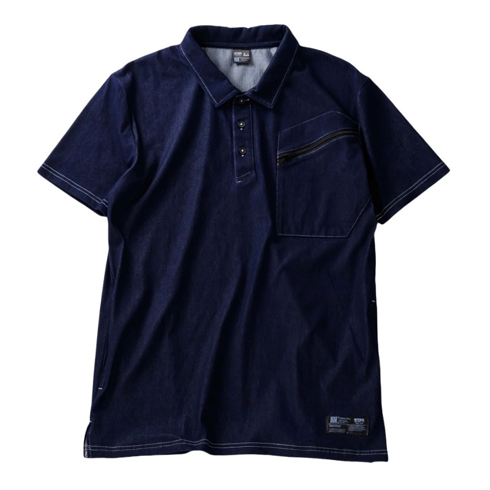 コトブキニット　接触冷感　デニム半袖ポロシャツ　インディゴ　Ｌ　５００６