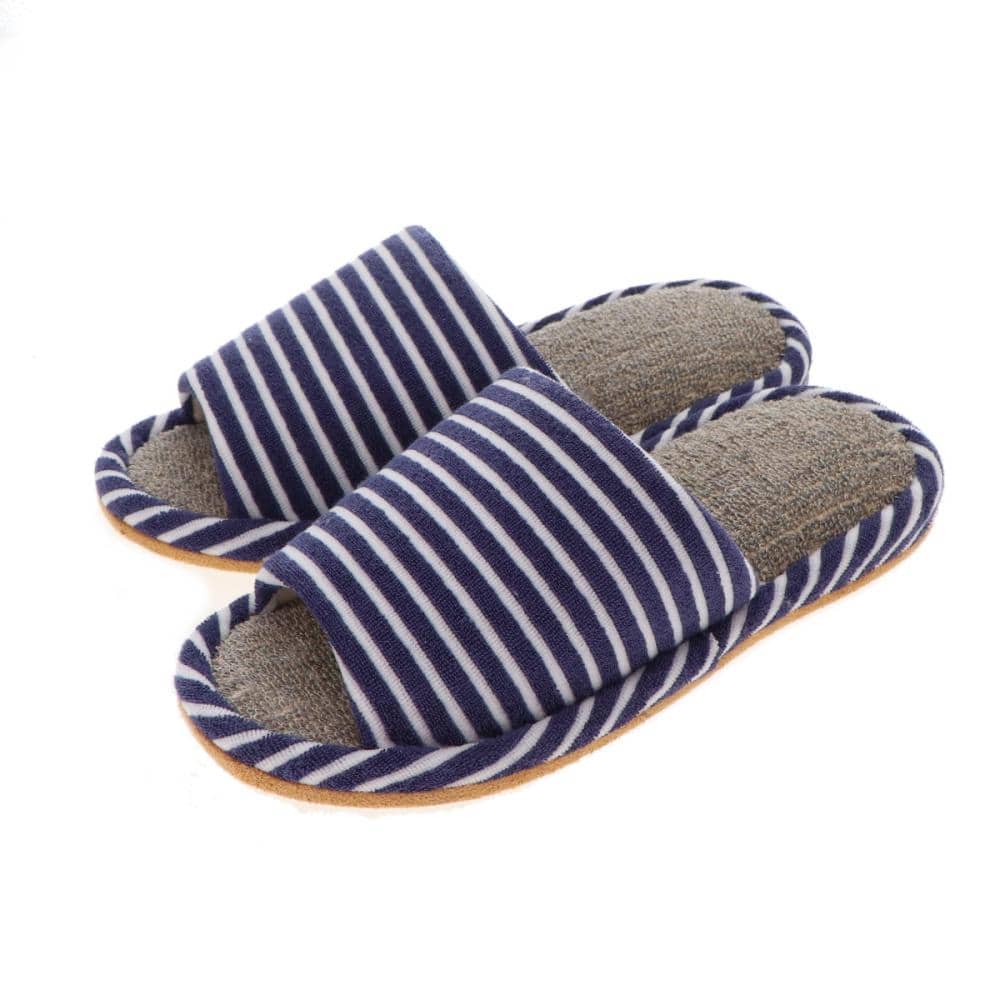 アテーナライフ　パイルストライプスリッパ　ネイビー　Ｍ