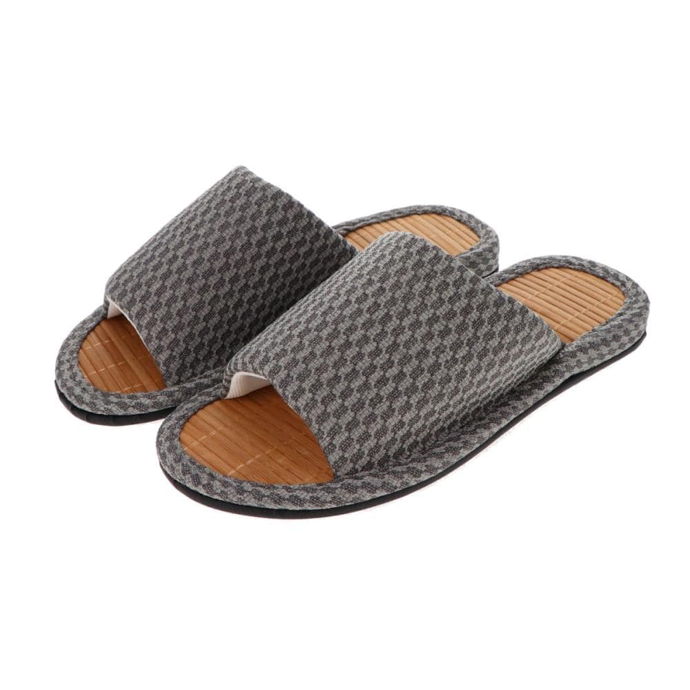 アテーナライフ　竹スリッパ　格子柄　グレー　Ｍ