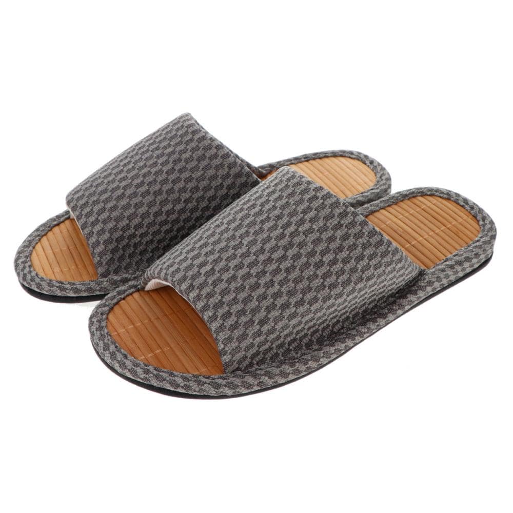 アテーナライフ　竹スリッパ　格子柄　グレーＬ