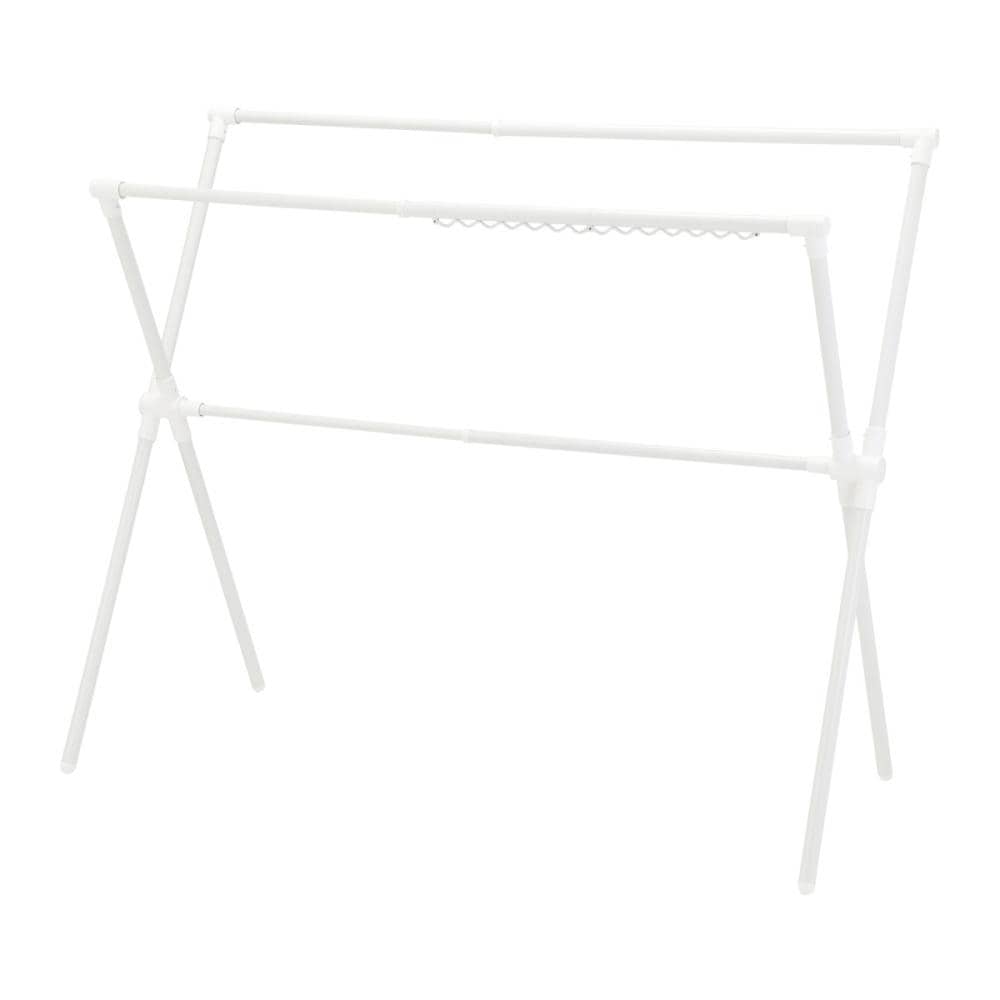 アテーナライフ　たくさん干せるＸ型伸縮室内物干し　ホワイト