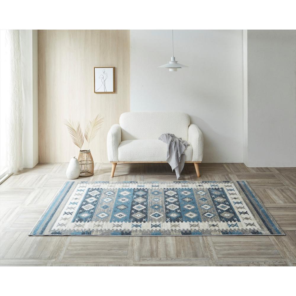 イケヒコ　ウィルトンマット　レティシア　ブルー　８０×１４０ｃｍ