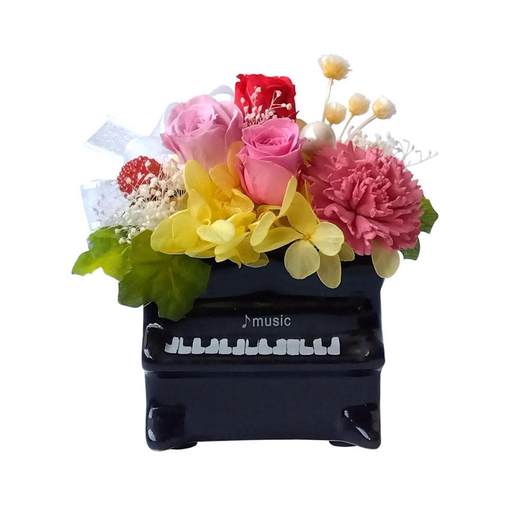 プリザーブドフラワー　ピアノアレンジ　ブラック