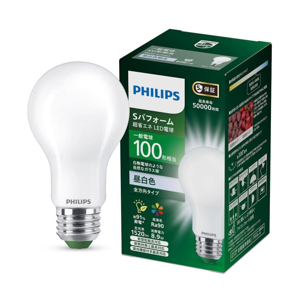 フィリップス　ＬＥＤ電球Ｓパフォーム　１００Ｗ　Ｅ２６　昼光色　ＳＰＦＤ１００Ｗ