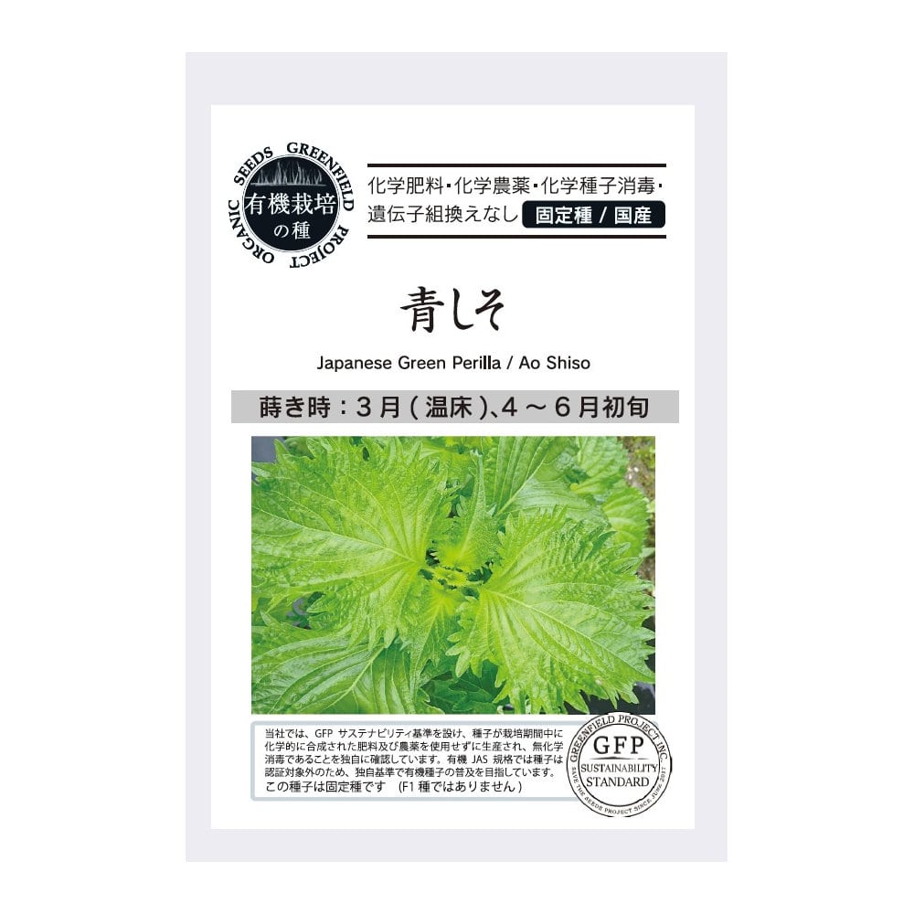 有機栽培の種　青しそ