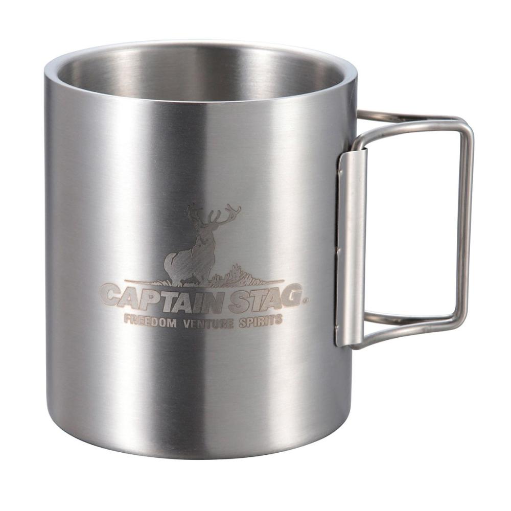 キャプテンスタッグ　ダブルステンレス　マグカップ　折りたたみハンドル　３５０ｍＬ　ＵＨ２０１９