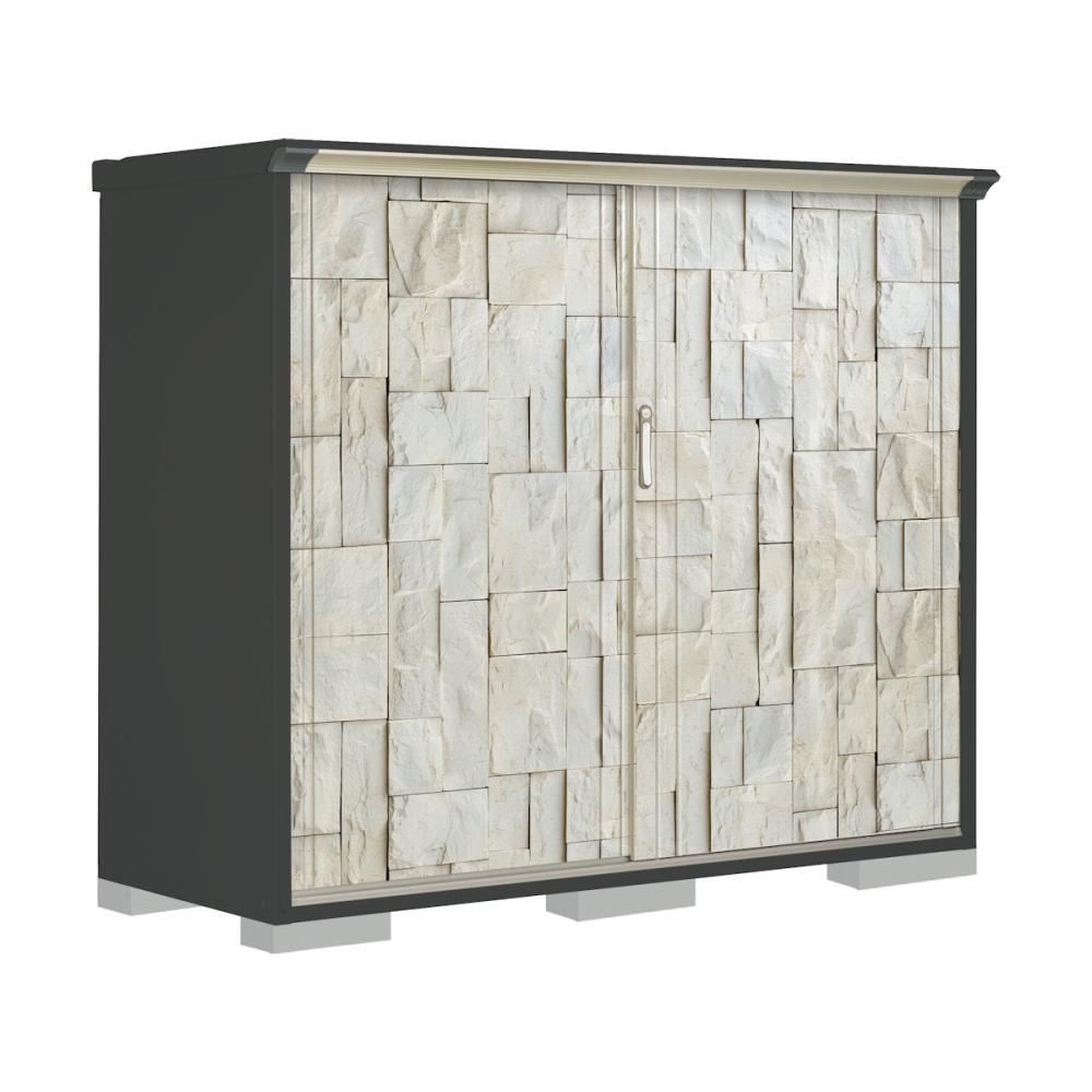 タクボ物置　ペインタ　（ＧＰ）　本体アイボリーブラック　間口１８８×奥行７５×高さ１６０ｍｍ　全面棚タイプ　ＷＴブラックチェリー　ＰＹ－１９７ＢＦＥ６