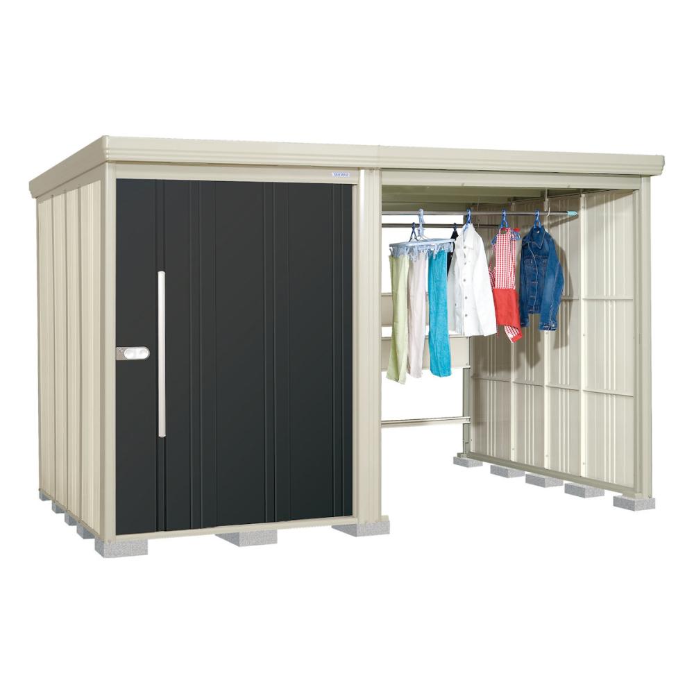 タクボ物置　Ｍｒ．ストックマン　プラスアルファ　間口３３５×奥行２６２ｃｍ　駐輪部間口１８３ｃｍ　一般型・結露減少屋根　アイボリーブラック　ＴＰ－Ｚ３３Ｒ２６Ａ