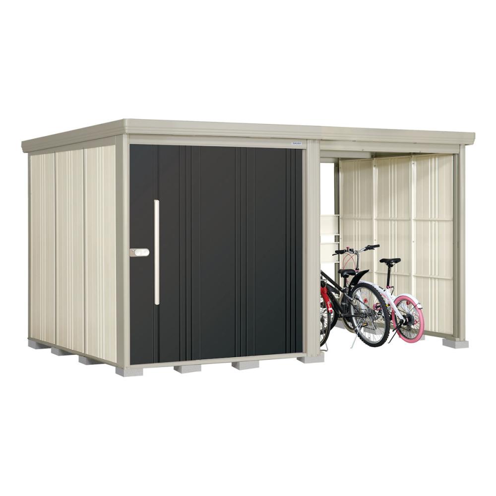 タクボ物置　Ｍｒ．ストックマン　プラスアルファ　間口３６８×奥行２２９ｃｍ　駐輪部間口１８３ｃｍ　一般型・標準屋根　アイボリーブラック　ＴＰ－３７Ｒ２２Ａ