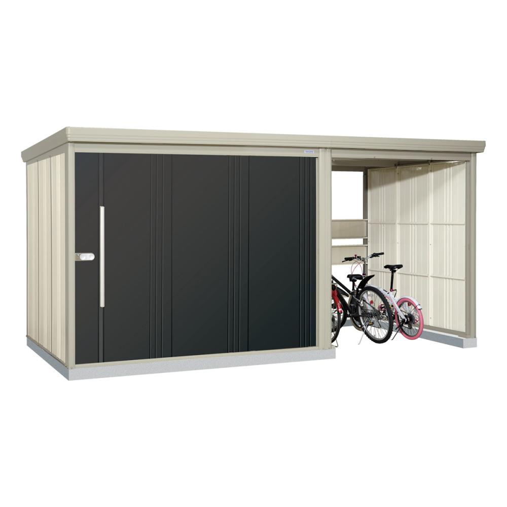 タクボ物置　Ｍｒ．ストックマン　プラスアルファ　間口４３８×奥行２２９ｃｍ　駐輪部間口１８３ｃｍ　一般型・標準屋根　アイボリーブラック　ＴＰ－４３Ｒ２２Ａ