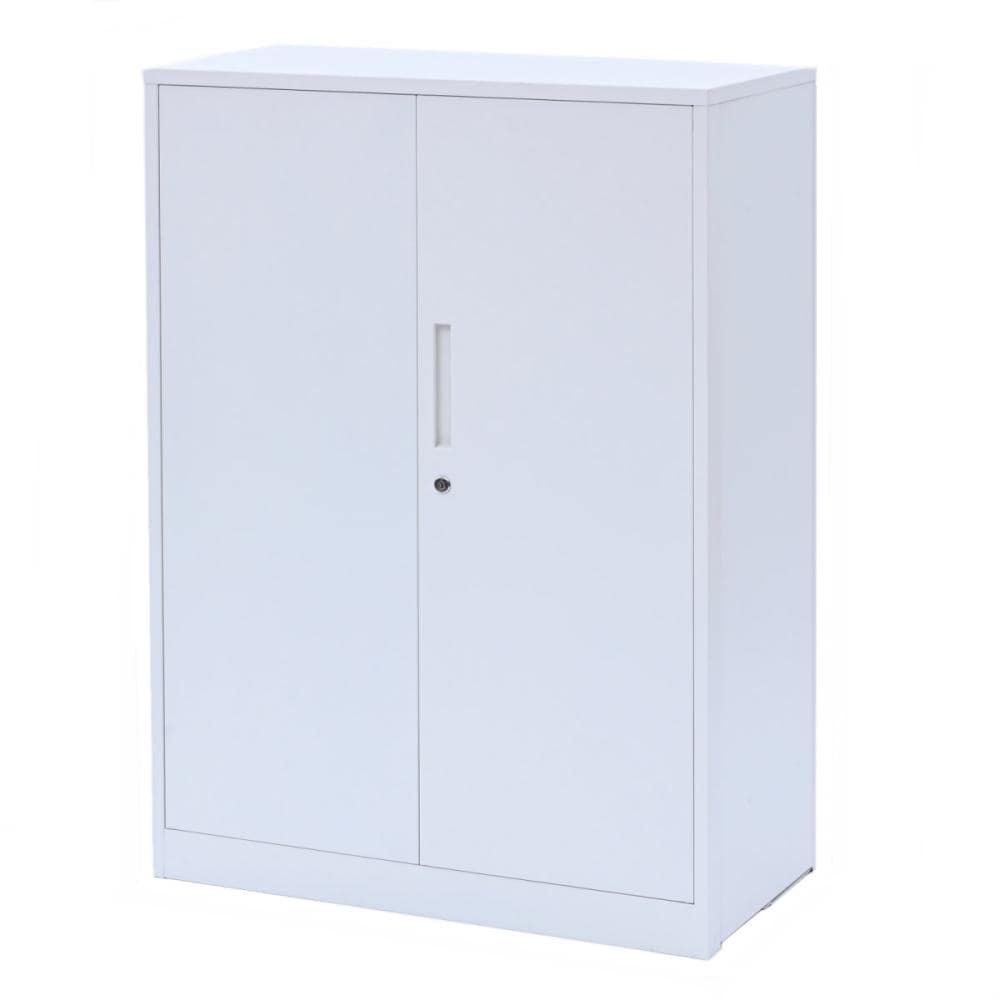 山善　折りたたみ簡単組立キャビネット　下置き　両開き　ホワイト　幅８０×高さ１１３×奥行４０ｃｍ　ＥＦＣ－ＤＤ３（ＷＨ）