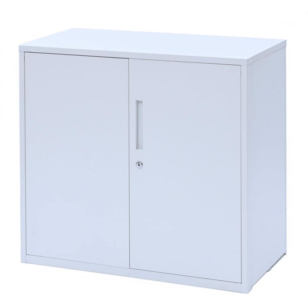 山善　折りたたみ簡単組立キャビネット　上置き　両開き　ホワイト　幅８０×高さ７６．５×奥行４０ｃｍ　ＥＦＣ－ＤＤ２ＵＰ（ＷＨ）