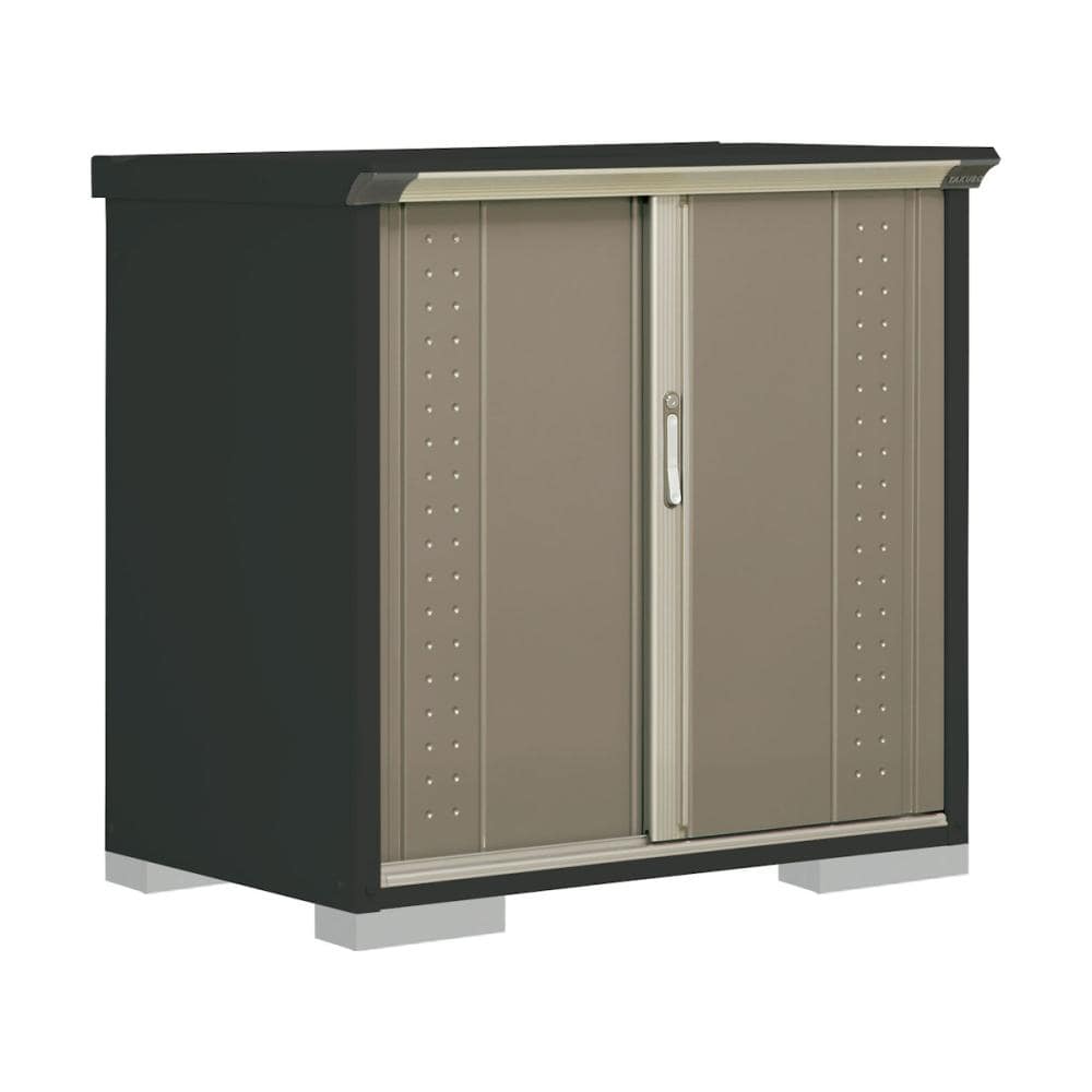 タクボ物置　グランプレステージ ジャンプ　本体アイボリーブラック　間口１１２×奥行７５×高さ１１０ｃｍ　全面棚タイプ　カーボンブラウン　ＧＰＹ－１１７ＤＦＣＢ