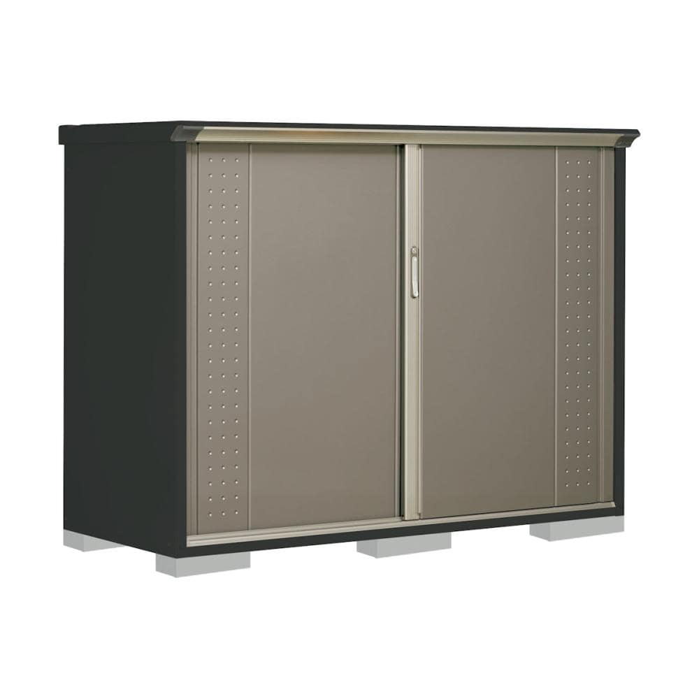 タクボ物置　グランプレステージ ジャンプ　本体アイボリーブラック　間口１８８×奥行７５×高さ１４０ｃｍ　全面棚タイプ　ルミナスシルバー　ＧＰＹ－１９７ＣＦＬＳ