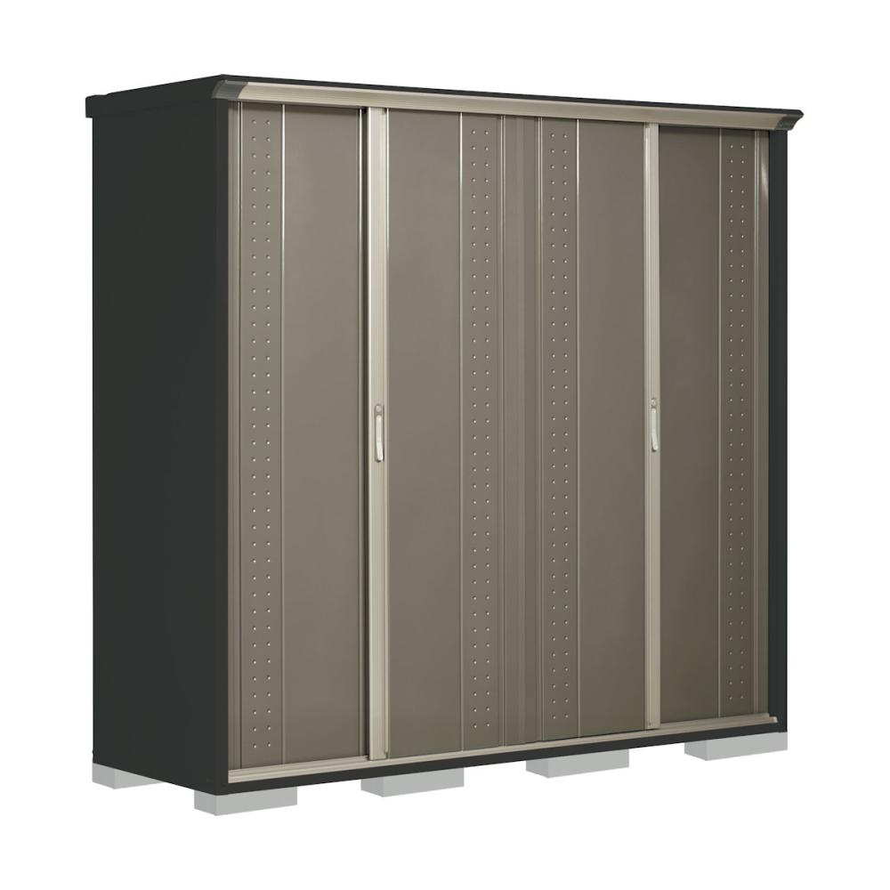 タクボ物置　グランプレステージ ジャンプ　本体アイボリーブラック　間口２２５×奥行７５×高さ２１０ｃｍ　全面棚タイプ　ルミナスシルバー　ＧＰＹ－２２７ＨＦＬＳ