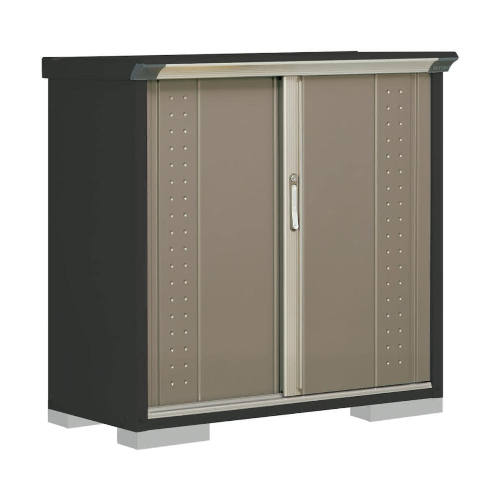 タクボ物置　グランプレステージ ジャンプ　本体アイボリーブラック　間口１１２×奥行５３×高さ１１０ｃｍ　たて置きタイプ　ナッツカーキ　ＧＰＹ－１１５ＤＴＫＡ