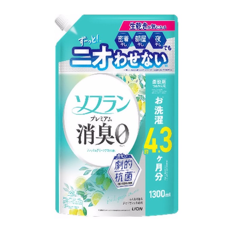 ライオン　ソフラン　プレミアム消臭　フレッシュグリーン　詰め替え用　１３００ｍＬ