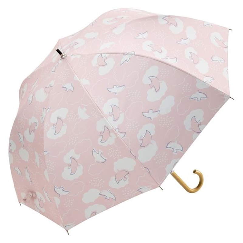 スギハラ　晴雨兼用傘　６５ｃｍ　ジャンプ　深張り　ドーム型　バード　ピンク