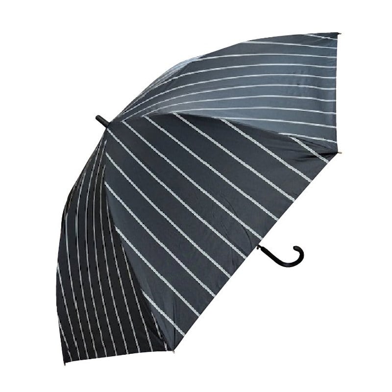 スギハラ　晴雨兼用傘　紳士　７０ｃｍ　ジャンプ　ストライプ　ブラック