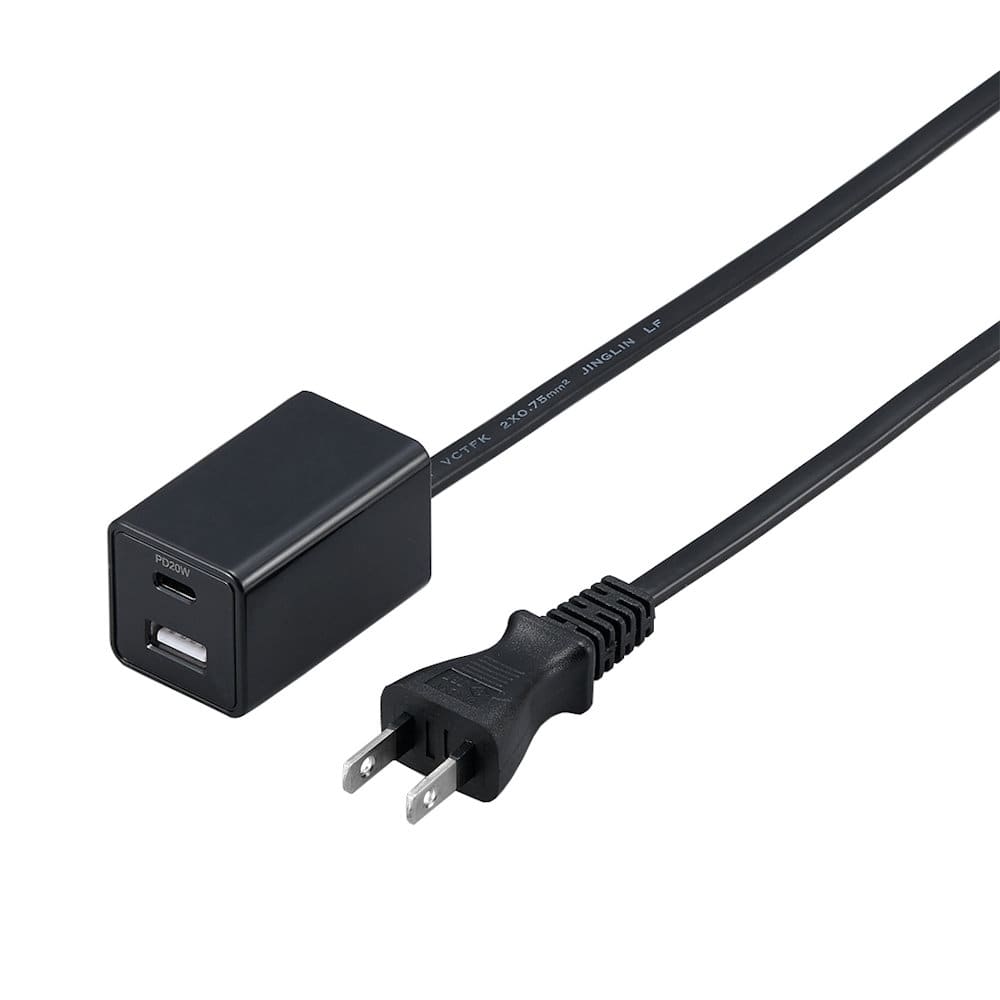 ヤザワ　スイッチ付ＵＳＢタップ　ＰＤ２０Ｗ　黒　１ｍ　Ｈ５２１１ＰＤ２０ＢＫ