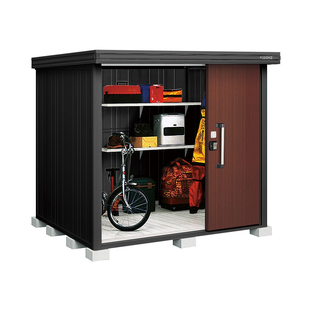 ヨド物置　ＢＬＡＣＫエルモ　一般型　間口２２１×奥行１８６×高さ２１２ｃｍ　ショコラウッド　ＬＭＤ－２２１８－ＢＫ／ＣＷ