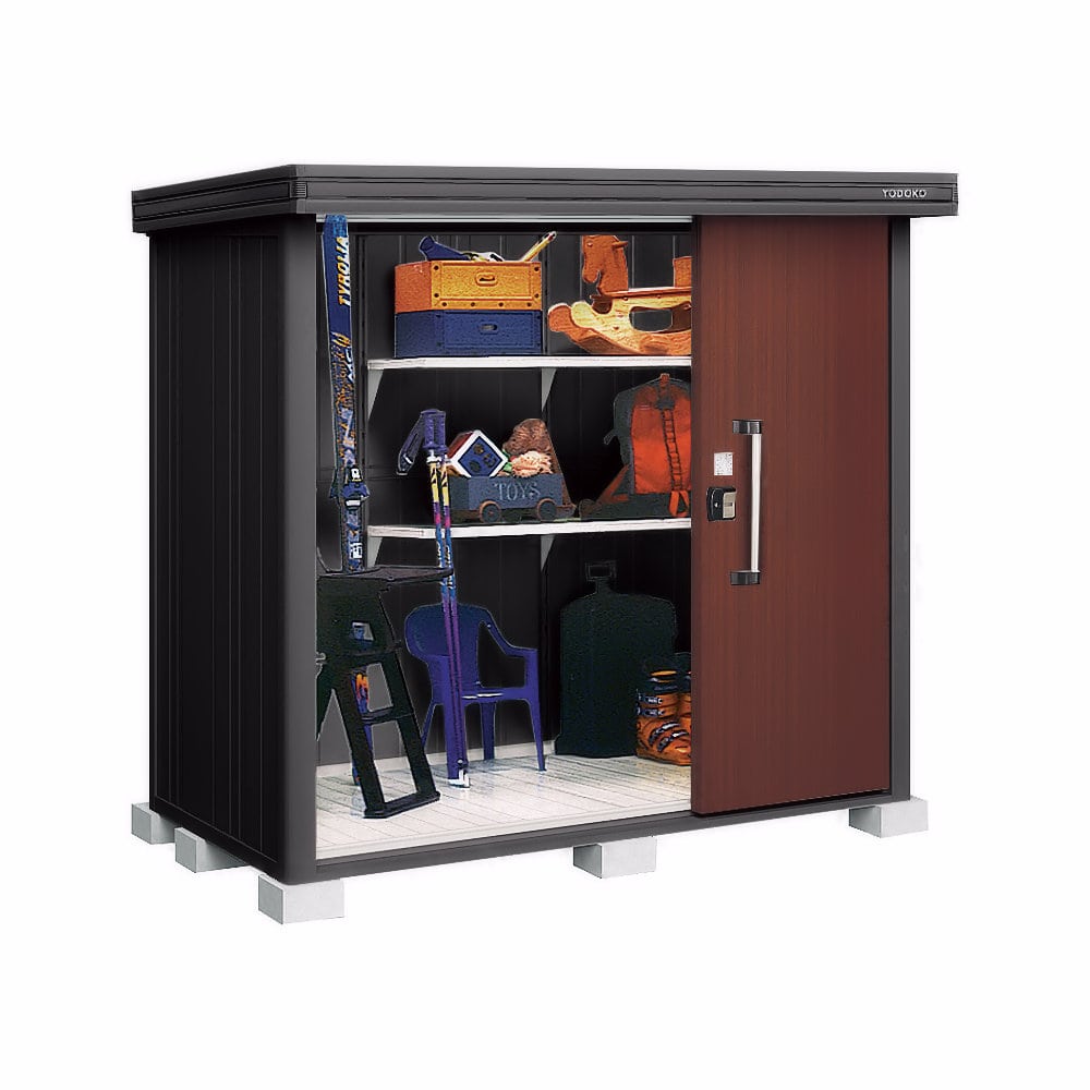 ヨド物置　ＢＬＡＣＫエルモ　積雪型　間口２２１×奥行１１６×高さ２１２ｃｍ　ショコラウッド　ＬＭＤＳ－２２１１－ＢＫ／ＣＷ