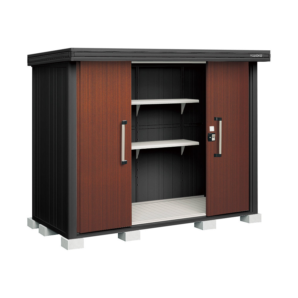 ヨド物置　ＢＬＡＣＫエルモ　豪雪型　間口２５６×奥行１１６×高さ２１２ｃｍ　ショコラウッド　ＬＭＤＵ－２５１１－ＢＫ／ＣＷ