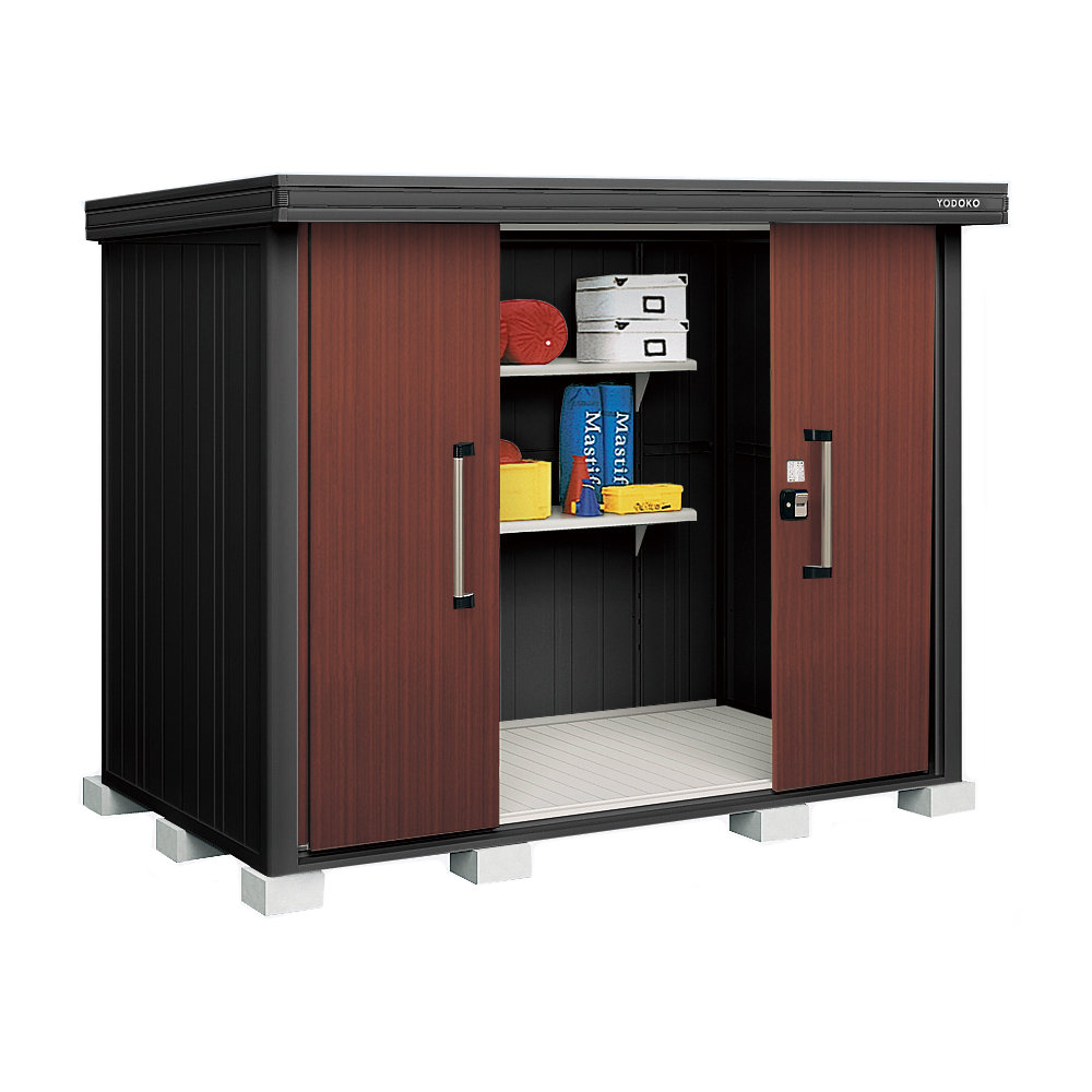 ヨド物置　ＢＬＡＣＫエルモ　豪雪型　間口２５６×奥行１５１×高さ２１２ｃｍ　ショコラウッド　ＬＭＤＵ－２５１５－ＢＫ／ＣＷ